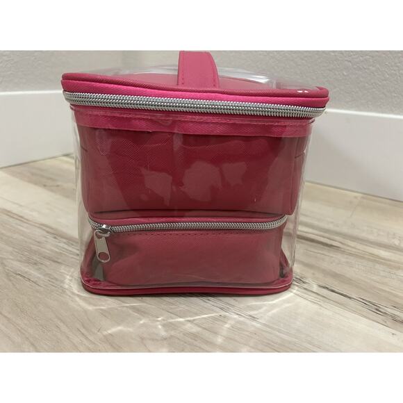 Pink/Clear Travel Cosmetic Bag Organizer 8 Piece Set New (9x6x7) - Picture 6 of 7